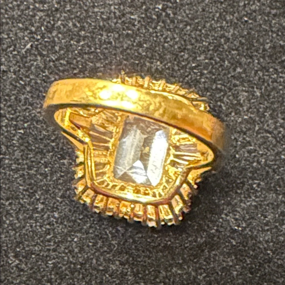 Elegant Gold Tone Ring With CZ Stones Women's Ring